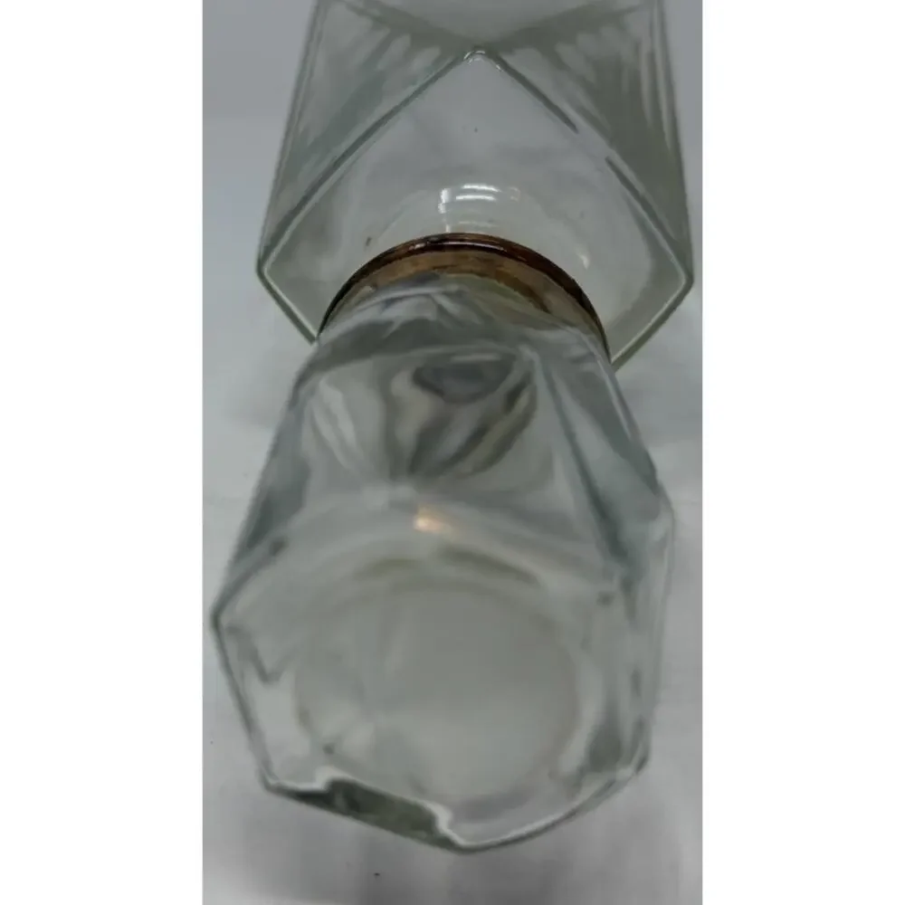 Vintage Oblong Diamond Cut Whiskey Decanter Tight Fit Plastic & Cork Stopper